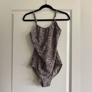 Abercrombie Kids Leopard Print Beaded Scoopneck One-Piece Swimsuit size 15/16